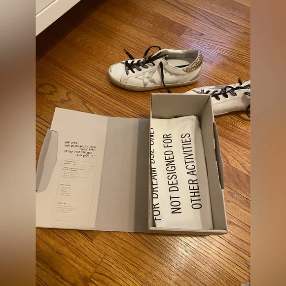 Golden Goose Women's white leather Super-Star with glittery heel tab Size 41 - Picture 11 of 15